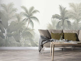 Classic wallpaper featuring hand-drawn forest trees in muted tones